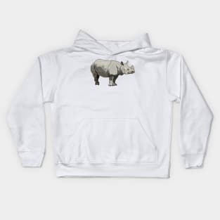 Javan rhinoceros cartoon illustration Kids Hoodie